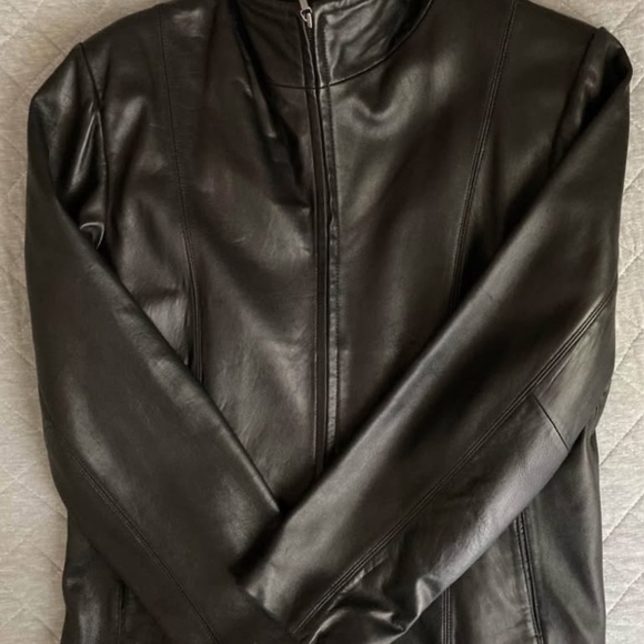 Nine West black leather jacket - Picture 3 of 4